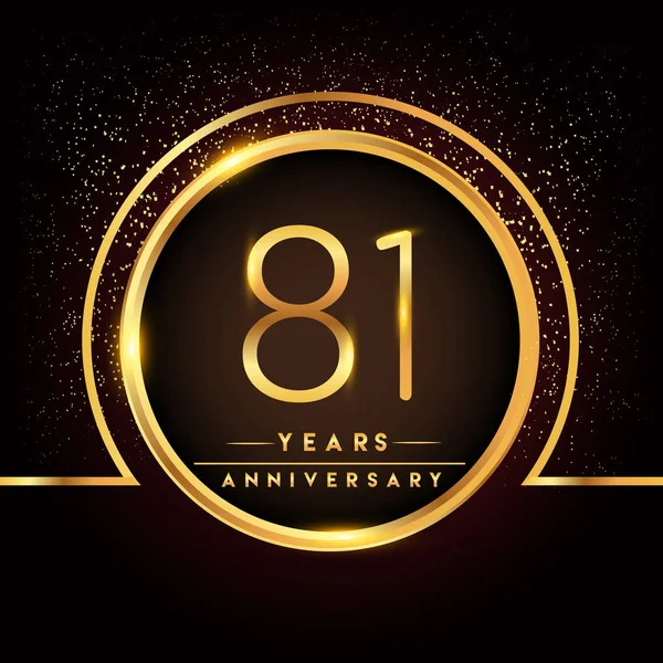 Years Anniversary Celebration Logotype Golden Logo Black Background Vector Design — Stock Vector