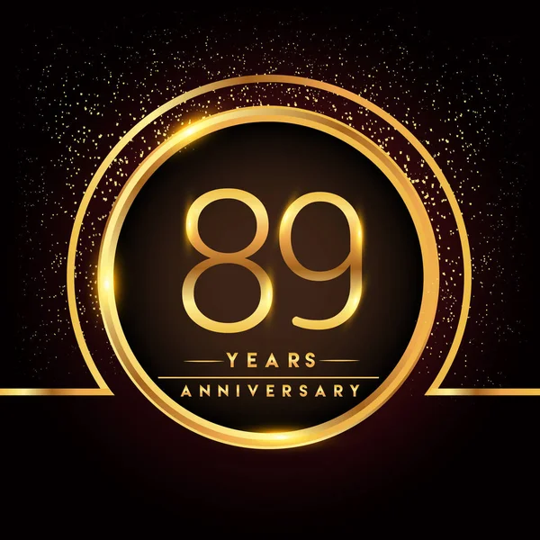 Jaar Verjaardag Viering Logo Gouden Logo Zwarte Achtergrond Vector Design — Stockvector