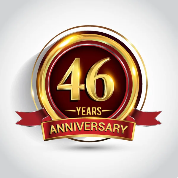 Χρόνια Επέτειο Εορτασμού Λογότυπο Λογότυπο Χρυσό Δαχτυλίδι Και Κορδέλα Σκούρο — Διανυσματικό Αρχείο