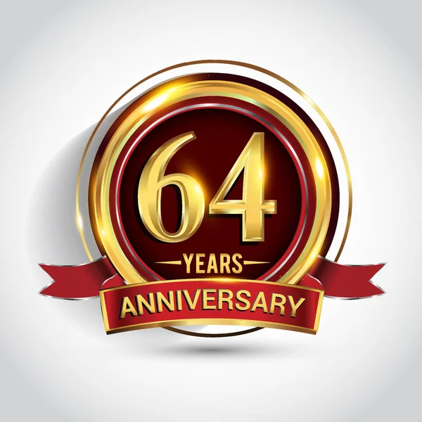 Logotipo Celebración Del Aniversario Logotipo Con Anillo Dorado Cinta Sobre — Archivo Imágenes Vectoriales