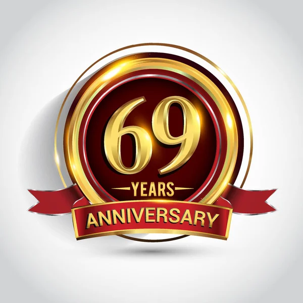 Anos Logotipo Celebração Aniversário Logotipo Com Anel Dourado Fita Fundo — Vetor de Stock