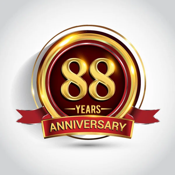 Logotipo Celebración Aniversario Años Logotipo Con Anillo Dorado Cinta Sobre — Archivo Imágenes Vectoriales