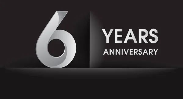 Logotipo Celebración Del Aniversario Años Logo Plata Sobre Fondo Negro — Vector de stock