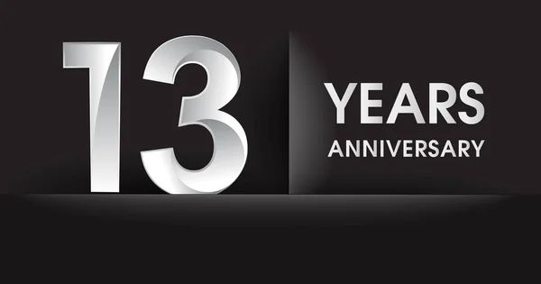 Anos Logotipo Celebração Aniversário Logotipo Prata Fundo Preto Design Vetorial — Vetor de Stock