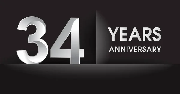 Anos Logotipo Celebração Aniversário Logotipo Prata Fundo Preto Design Vetorial —  Vetores de Stock
