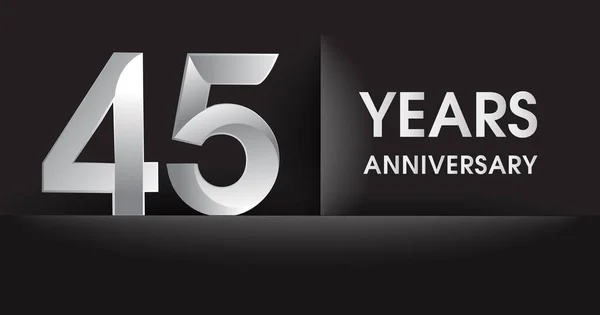Anni Anniversario Celebrazione Logotipo Logo Argento Sfondo Nero Disegno Vettoriale — Vettoriale Stock
