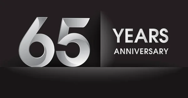Jaar Verjaardag Viering Logo Zilveren Logo Zwarte Achtergrond Vector Design — Stockvector