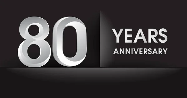 年記念日の祭典のロゴタイプ 黒背景にロゴをシルバー ベクトル挨拶や招待カードのデザイン — ストックベクタ