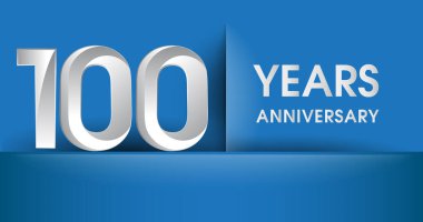 100 yıl yıldönümü logosu, mavi vektör tasarım şablonu öğeleri Doğum günün için parti