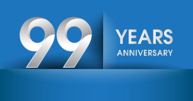 99 yıl yıldönümü logosu, mavi vektör tasarım şablonu öğeleri Doğum günün için parti