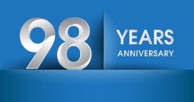98 yıl yıldönümü logosu, mavi vektör tasarım şablonu öğeleri Doğum günün için parti