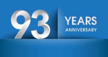 93 yıl yıldönümü logosu, mavi vektör tasarım şablonu öğeleri Doğum günün için parti