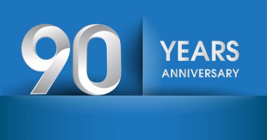 90 yıl yıldönümü logosu, mavi vektör tasarım şablonu öğeleri Doğum günün için parti