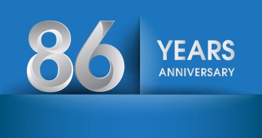 86 yıl yıldönümü logosu, mavi vektör tasarım şablonu öğeleri Doğum günün için parti