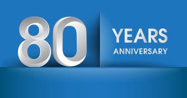 80 yıl yıldönümü logosu, mavi vektör tasarım şablonu öğeleri Doğum günün için parti