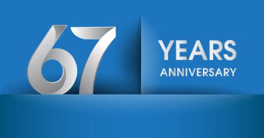 67 yıl yıldönümü logosu, mavi vektör tasarım şablonu öğeleri Doğum günün için parti