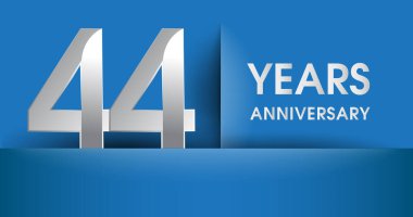 44 yıl yıldönümü logosu, mavi vektör tasarım şablonu öğeleri Doğum günün için parti