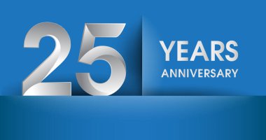 25 Years  Anniversary  logo, Blue vector design template elements for your birthday party clipart
