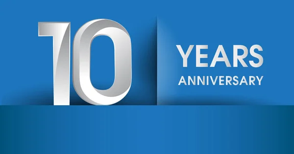 10年纪念标志 蓝色矢量设计模板元素为您的生日聚会 — 图库矢量图片
