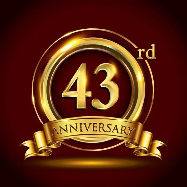 Anni Anniversario Celebrazione Logotipo Logo Con Anello Dorato Nastro Sfondo — Vettoriale Stock