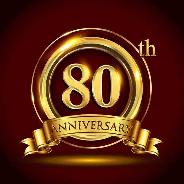Logotipo Celebración Años Aniversario Logotipo Con Anillo Dorado Cinta Sobre — Archivo Imágenes Vectoriales