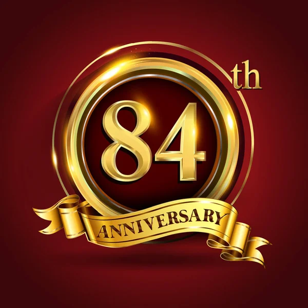 Años Logotipo Celebración Del Aniversario Logotipo Con Anillo Dorado Cinta — Archivo Imágenes Vectoriales