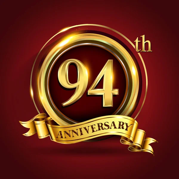 Logotipo Celebración Aniversario Años Logotipo Con Anillo Dorado Cinta Sobre — Archivo Imágenes Vectoriales
