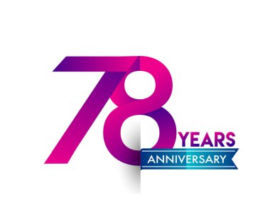 mavi kurdele ile 78 yıl yıldönümü kutlama mor logo. Doğum günü partisi için vektör tasarım şablonu 
