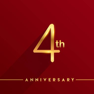 4 Altın yıldönümü kutlama kırmızı arka plan, vektör çizim logosuna