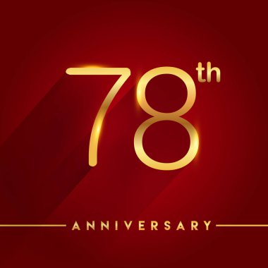 78 Altın yıldönümü kutlama kırmızı arka plan, vektör çizim logosuna