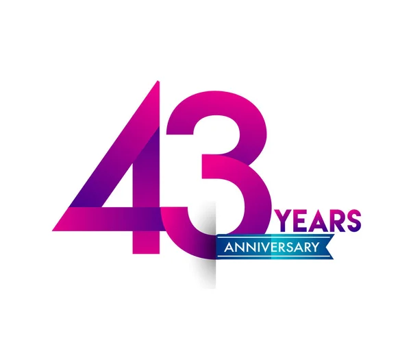 Años Celebración Del Aniversario Logo Púrpura Con Cinta Azul Plantilla — Vector de stock