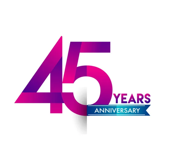 Anos Celebração Aniversário Logotipo Roxo Com Fita Azul Modelo Design —  Vetores de Stock