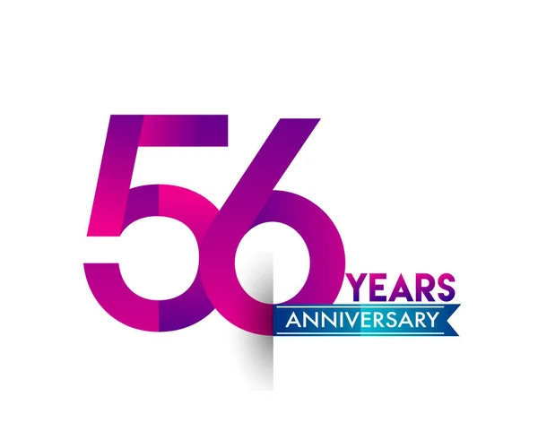 Años Celebración Del Aniversario Logo Púrpura Con Cinta Azul Plantilla — Archivo Imágenes Vectoriales