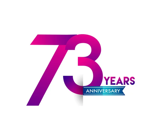 Anos Festa Aniversário Logotipo Roxo Com Fita Azul Modelo Design —  Vetores de Stock