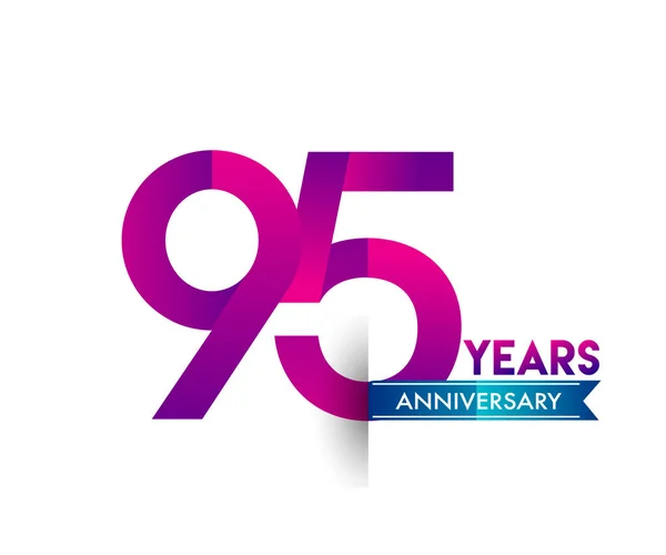 Anos Celebração Aniversário Logotipo Roxo Com Fita Azul Modelo Design —  Vetores de Stock
