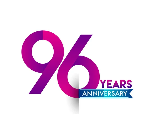 Años Celebración Del Aniversario Logo Púrpura Con Cinta Azul Plantilla — Archivo Imágenes Vectoriales