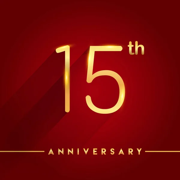 Aniversario Oro Celebración Logo Sobre Fondo Rojo Vector Ilustración — Vector de stock