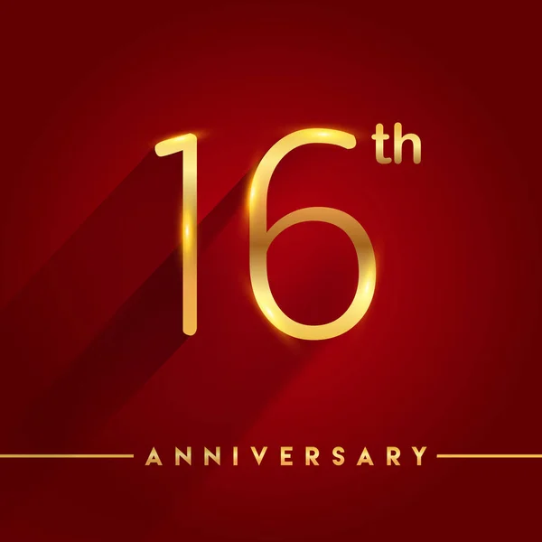 Aniversario Oro Logotipo Celebración Sobre Fondo Rojo Vector Ilustración — Vector de stock