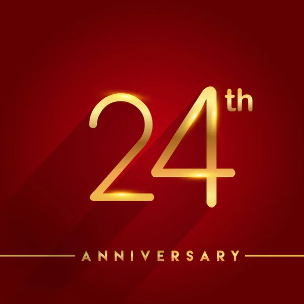 Χρυσά Επέτειος Εορτασμού Λογότυπο Κόκκινο Φόντο Εικονογράφηση Διάνυσμα — Διανυσματικό Αρχείο