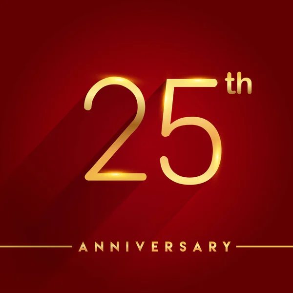 Logo Celebrazione Anniversario Oro Sfondo Rosso Illustrazione Vettoriale — Vettoriale Stock