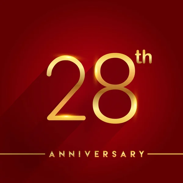 Logo Celebrazione Anniversario Oro Sfondo Rosso Illustrazione Vettoriale — Vettoriale Stock