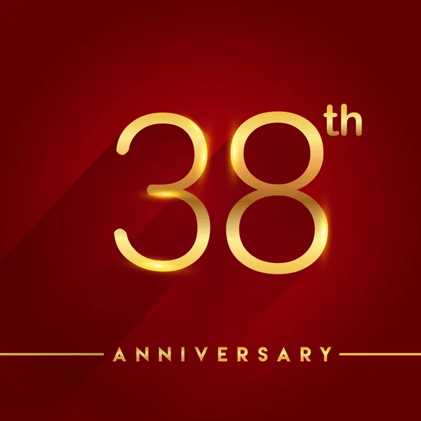 赤の背景 ベクトル図に 金周年記念ロゴ — ストックベクタ