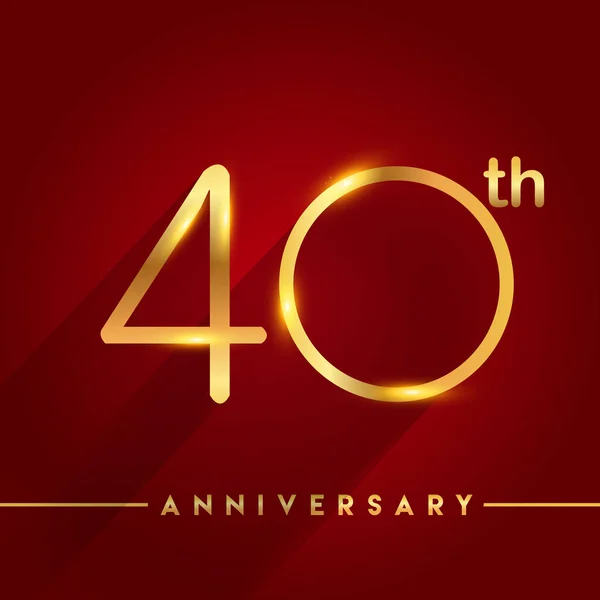 Gold Anniversary Celebration Logo Red Background Vector Illustration — Stock Vector