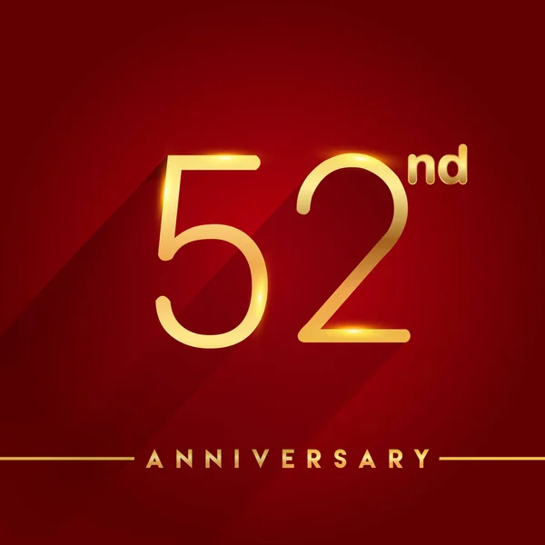 Χρυσή Επέτειος Εορτασμού Λογότυπο Κόκκινο Φόντο Εικονογράφηση Διάνυσμα — Διανυσματικό Αρχείο