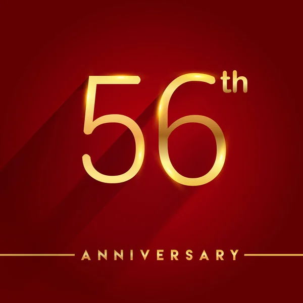 Logotipo Celebração Aniversário Ouro Fundo Vermelho Ilustração Vetorial — Vetor de Stock