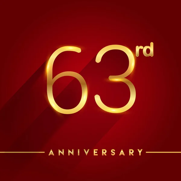 Logo Celebrazione Anniversario Oro Sfondo Rosso Illustrazione Vettoriale — Vettoriale Stock