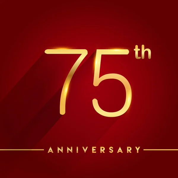 Logotipo Celebração Aniversário Ouro Fundo Vermelho Ilustração Vetorial — Vetor de Stock