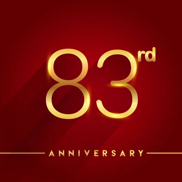 Logotipo Celebração Aniversário Ouro Fundo Vermelho Ilustração Vetorial —  Vetores de Stock