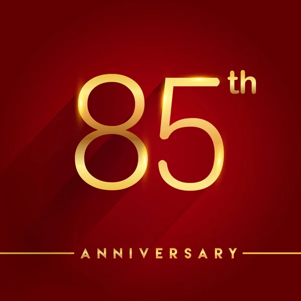 Aniversario Oro Celebración Logo Sobre Fondo Rojo Vector Ilustración — Vector de stock