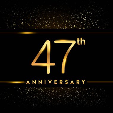 47 yıl yıldönümü kutlama logo. Altın logosuna siyah arka plan, vektör tasarımı tebrik veya davetiye kartı.